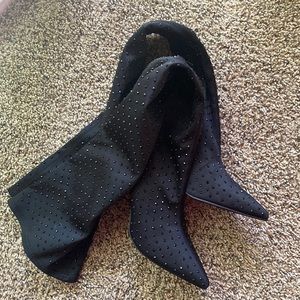 Embellished thigh high boots
